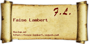 Faise Lambert névjegykártya